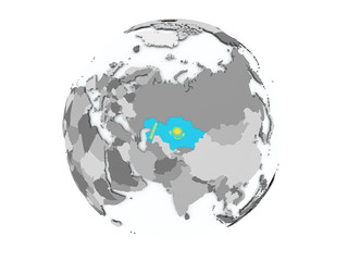 Kazakhstan on globe isolated