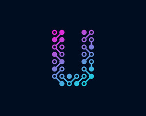 Circuit Digital Technology Letter U Icon Logo Design Element