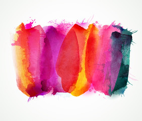 Purple, lilac, magenta and pink watercolor stains. Bright color elements for abstract artistic background.
