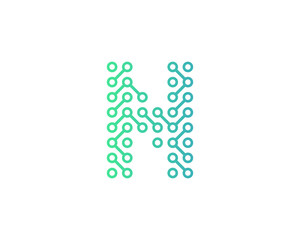 Digital Circuit Letter N Icon Logo Design Element
