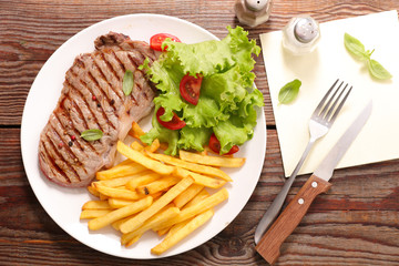 grilled beef and french fries