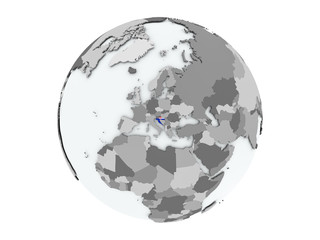 Croatia on globe isolated