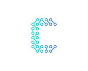 Digital Circuit Letter C Icon Logo Design Element