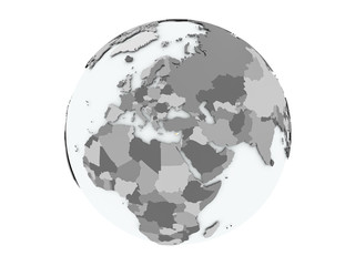 Cyprus on globe isolated