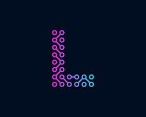 Technology Digital Circuit Letter L Icon Logo Design Element