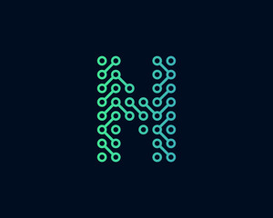 Technology Digital Circuit Letter N Icon Logo Design Element