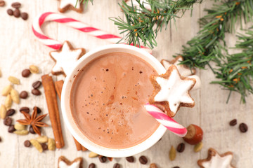 Obraz na płótnie Canvas hot chocolate and candy for christmas