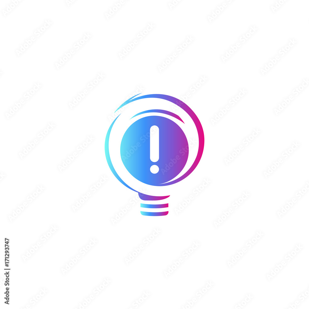 Poster abstract idea symbol, lightbulb eureka sign gradient color vector isolated logo on white background.