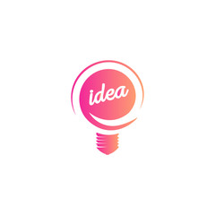 Abstract idea symbol, lightbulb eureka sign gradient color vector isolated logo on white background.