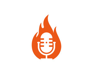 Fire Podcast Icon Logo Design Element
