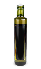 dark glass bottles for olive oil isolated on white