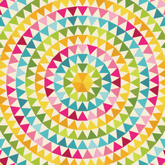 Geometric background with circles made of colourful triangles
