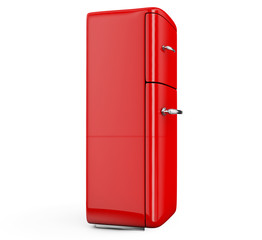 Retro fridge isolated on white bacground 3d render