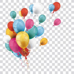 Colored Transparent Balloons Bunch - obrazy, fototapety, plakaty
