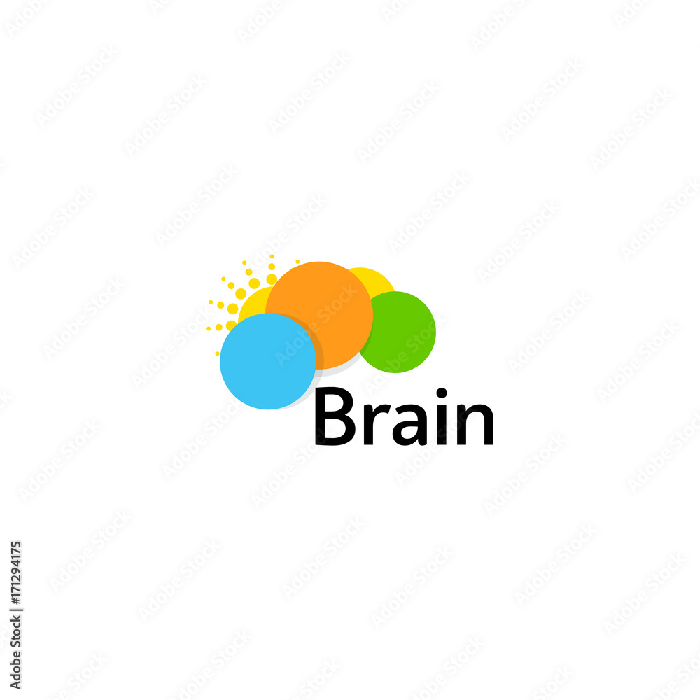 Poster brain logo silhouette design vector template. think idea concept. brain storm power thinking logotyp
