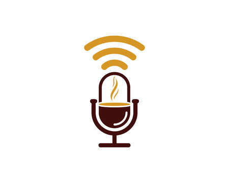 Coffee Podcast Icon Logo Design Element