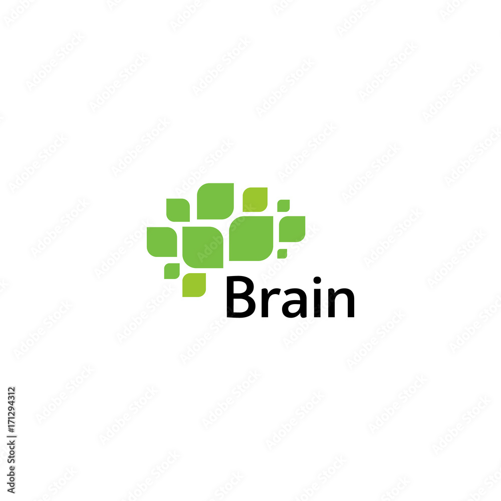 Aufkleber brain logo silhouette design vector template. think idea concept. brain storm power thinking logotyp