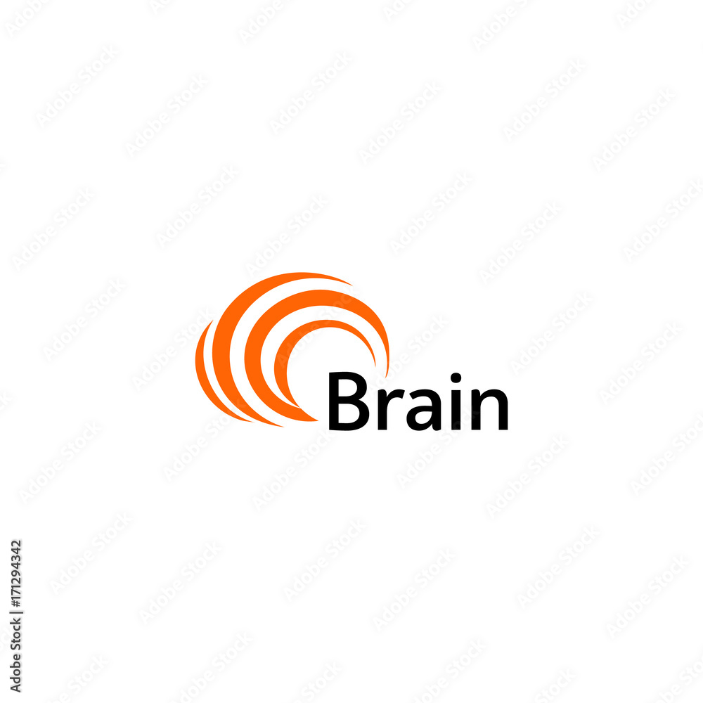 Poster brain logo silhouette design vector template. think idea concept. brain storm power thinking logotyp
