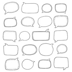 Collection of various hand drawn speech bubbles