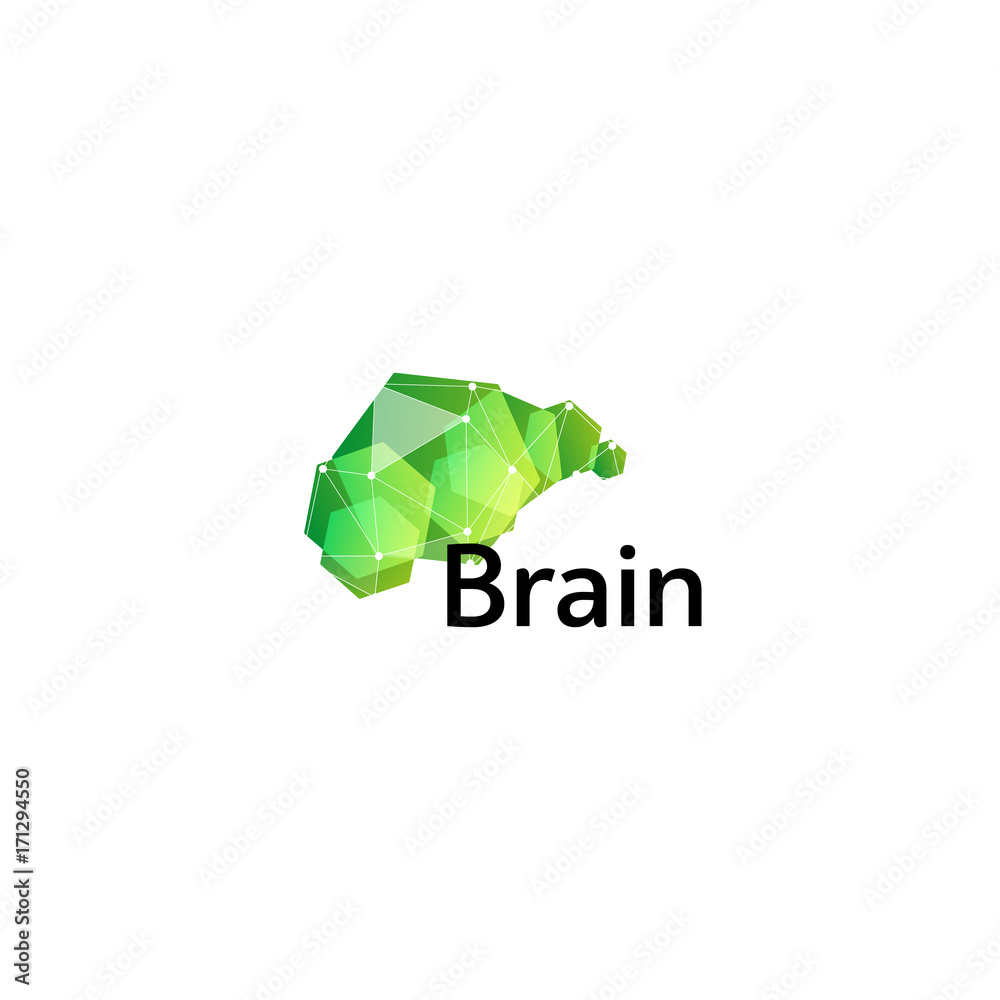 Poster brain logo silhouette design vector template. think idea concept. brain storm power thinking logotyp
