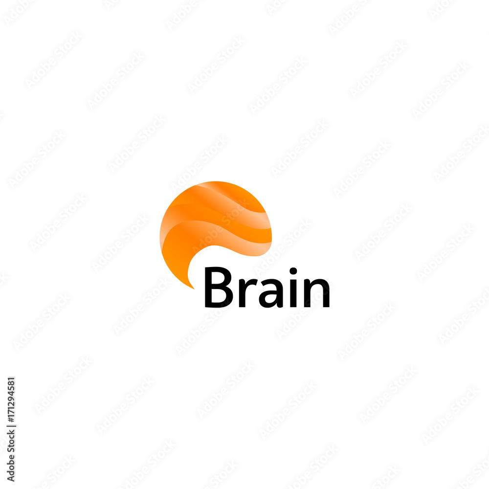 Poster brain logo silhouette design vector template. think idea concept. brain storm power thinking logotyp
