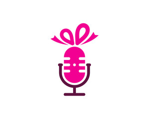 Gift Podcast Icon Logo Design Element