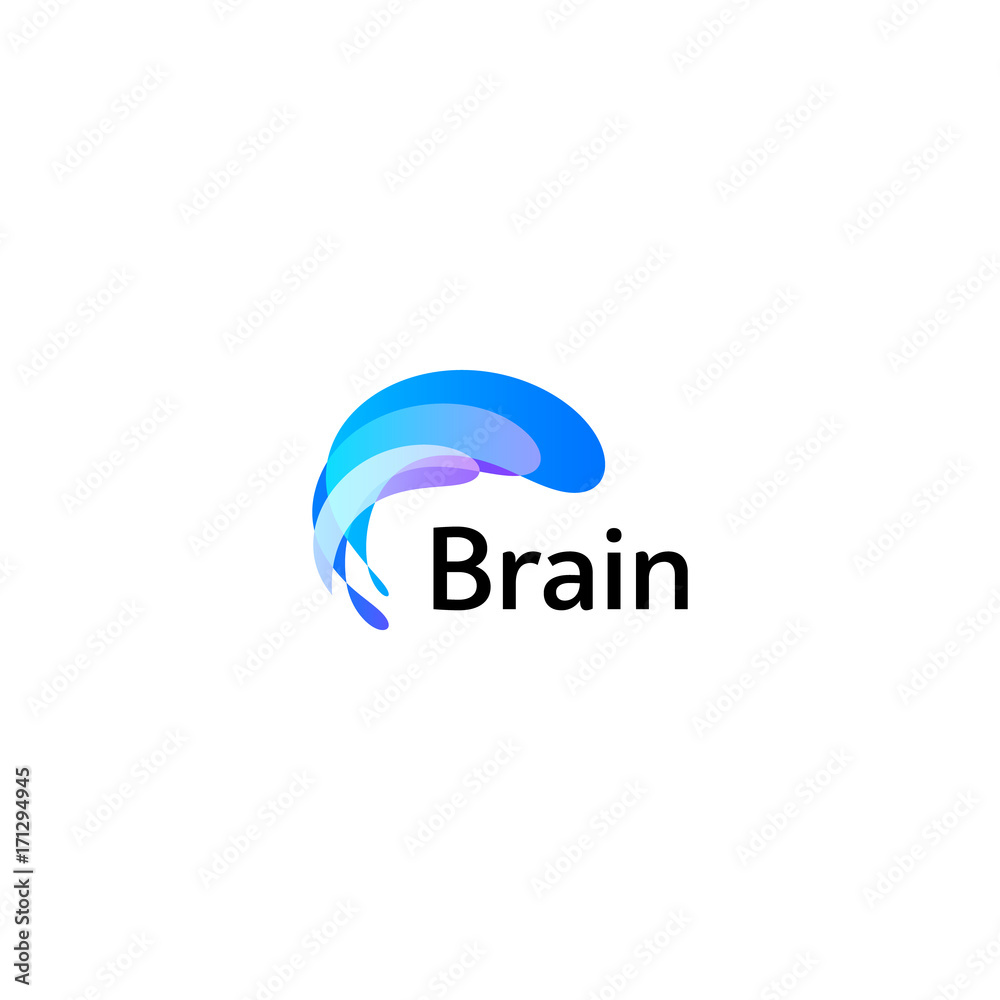 Poster brain logo silhouette design vector template. think idea concept. brain storm power thinking logotyp