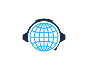 Global Podcast Icon Logo Design Element