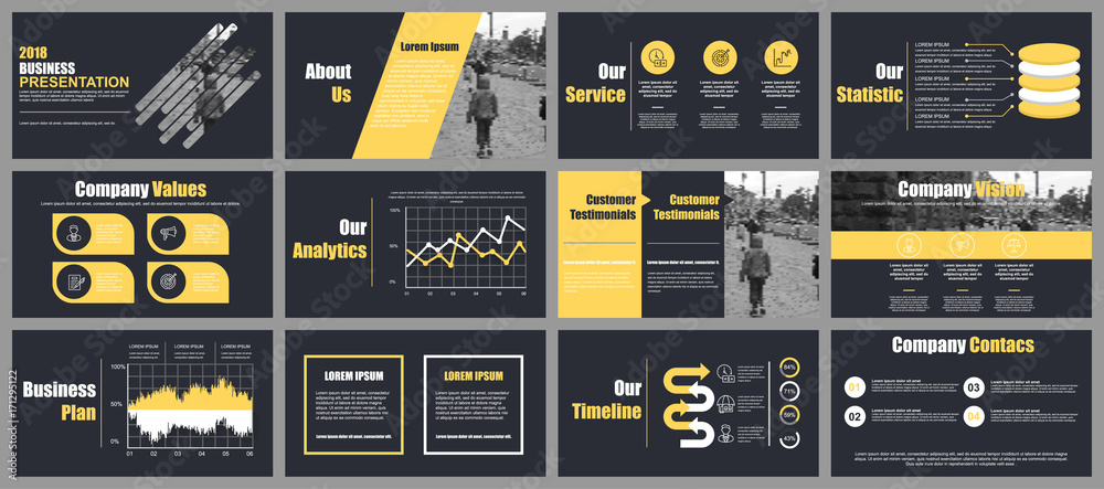 Poster business presentation slides templates from infographic elements. can be used for presentation, flye