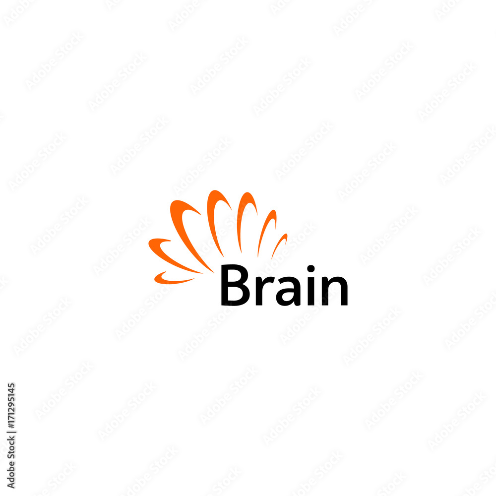 Poster brain logo silhouette design vector template. think idea concept. brain storm power thinking logotyp
