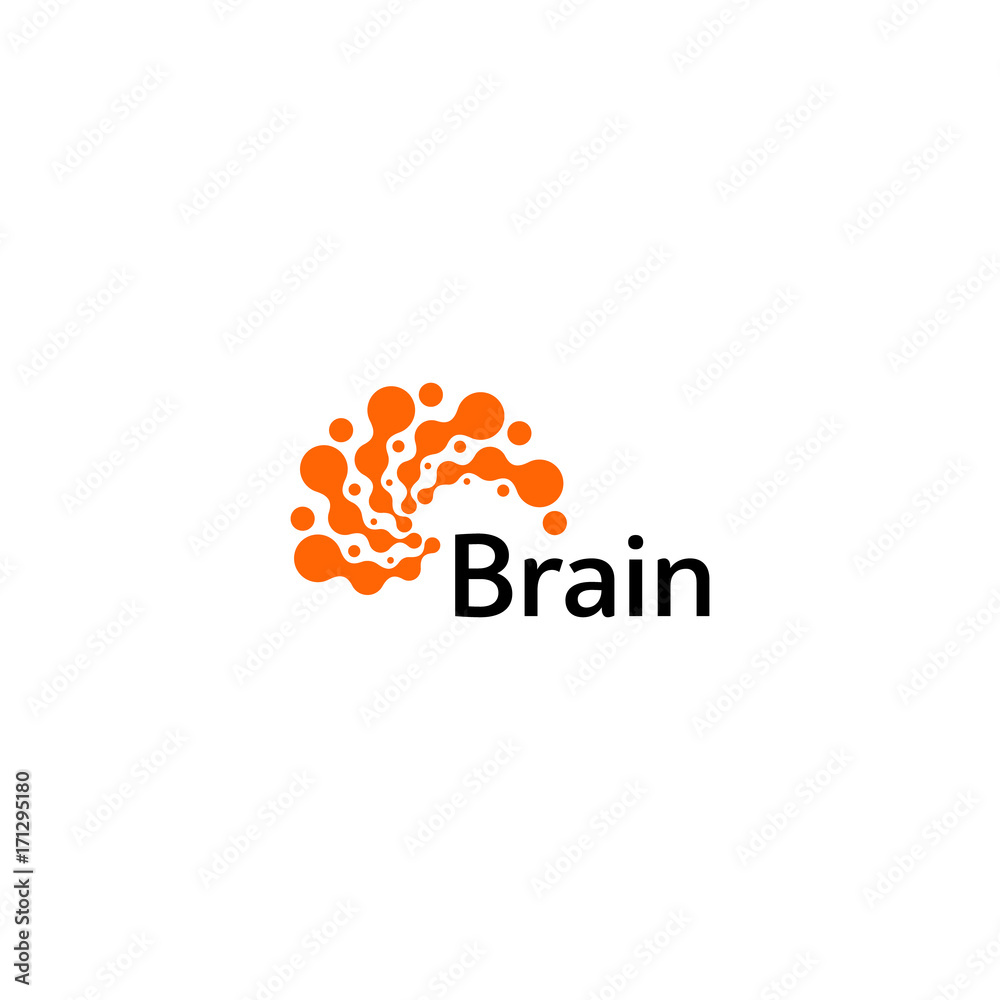 Poster brain logo silhouette design vector template. think idea concept. brain storm power thinking logotyp