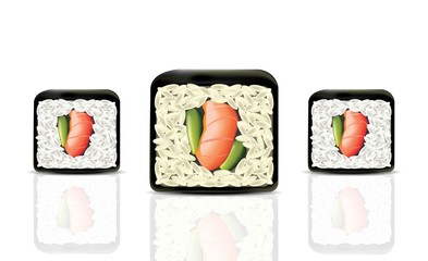 Sushi rolls realistic vector. Japanese cuisine isolated on white vector illustration. traditional food icon