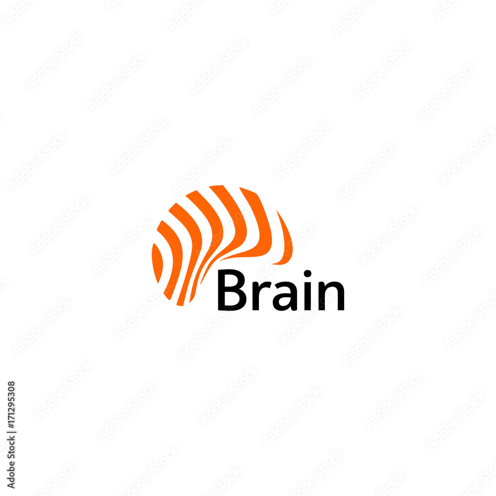 Poster brain logo silhouette design vector template. think idea concept. brain storm power thinking logotyp