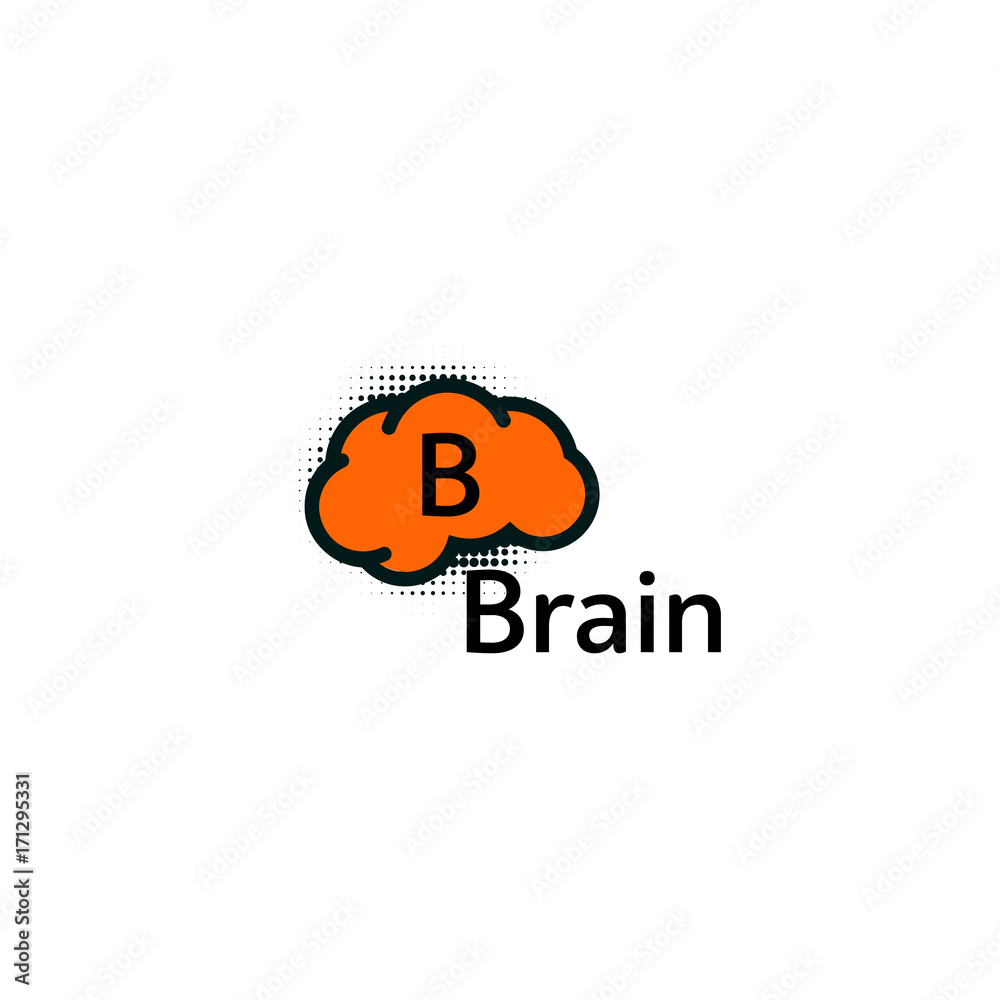 Poster brain logo silhouette design vector template. think idea concept. brain storm power thinking logotyp