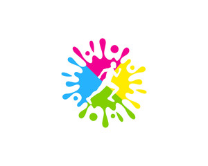 Color Run Icon Logo Design Element