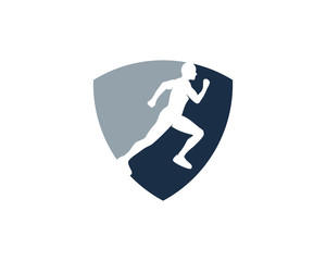 Shield Run Icon Logo Design Element