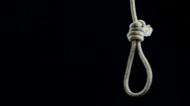 Empty rope noose with hangman's knot.