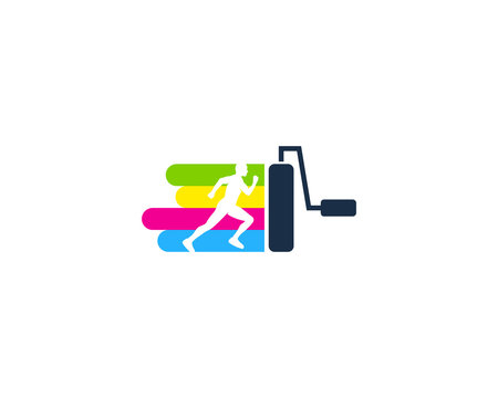 Paint Run Icon Logo Design Element