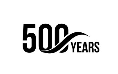 Vector isolated anniversary date logo template for business company birthday icon design element. Five hundred abstract sign. Happy jubilee, 500 years. 500th year.