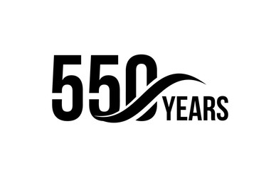 Vector isolated anniversary date logo template for business company birthday icon design element. Five hundred and fifty abstract sign. Happy jubilee, 550 years. 550th year.