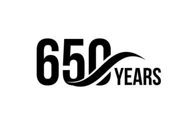 Vector isolated anniversary date logo template for business company birthday icon design element. Six hundred and fifty abstract sign. Happy jubilee, 650 years. 650th year.