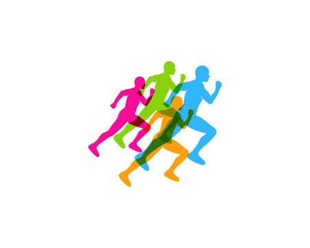 Color Run Icon Logo Design Element