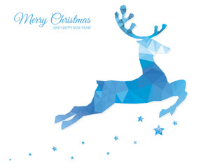 greeting card christmas. reindeer low poly art