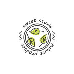 Vector set of stevia labels, logos, badges, icons. Natural sweetener design element. Organic stevia icon isolated.