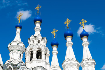 Cupolas of tent-like Church of the Nativity of the Theotokos at Putinki, Moscow, Russia