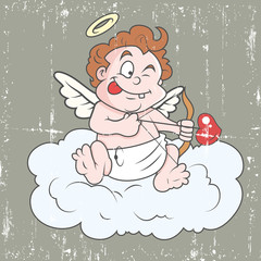 Kid Cupid Targeting - Retro Cartoon Concept