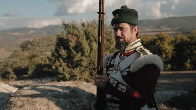 French soldier shoots at the target