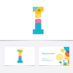 Creative Letter I design vector template on The Business Card Template. Abstract Colorful Alphabet .Friendly funny ABC Typeface. Type Characters