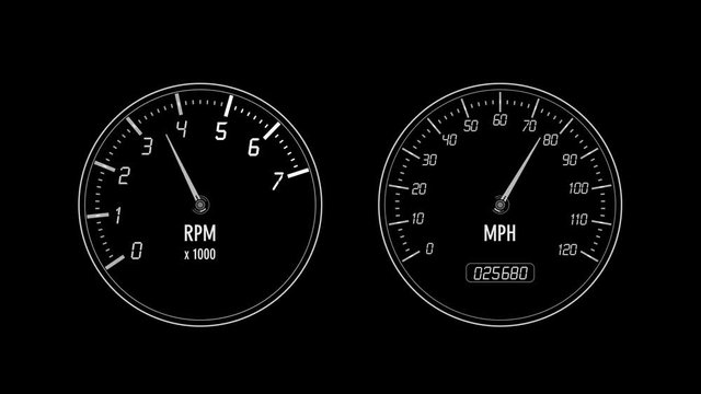 odometer, speedometer, tachometer, 2 different colors - HUD