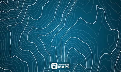 The stylized height of the topographic contour in lines and contours. The concept of a conditional geography scheme and the terrain path. Vector illustration.